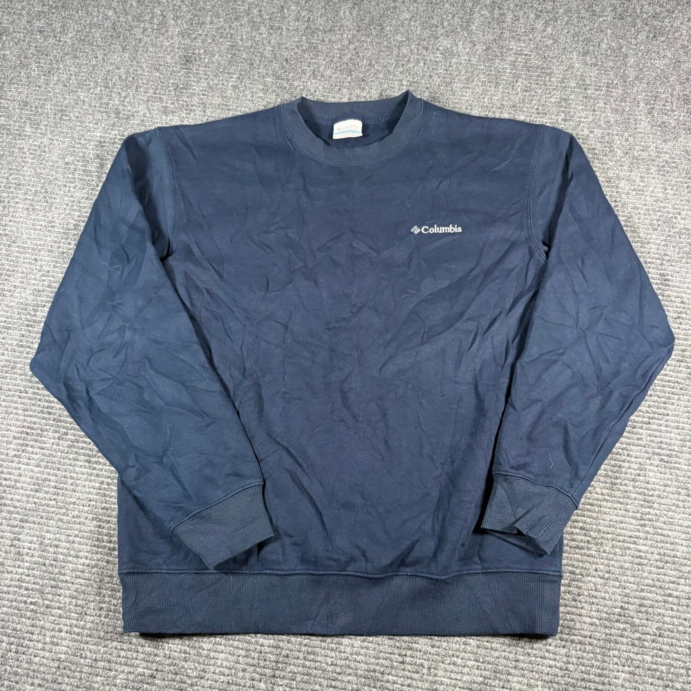 Columbia Sweatshirt Mens Medium Navy Blue Excellent Embroidered Logo Pullover